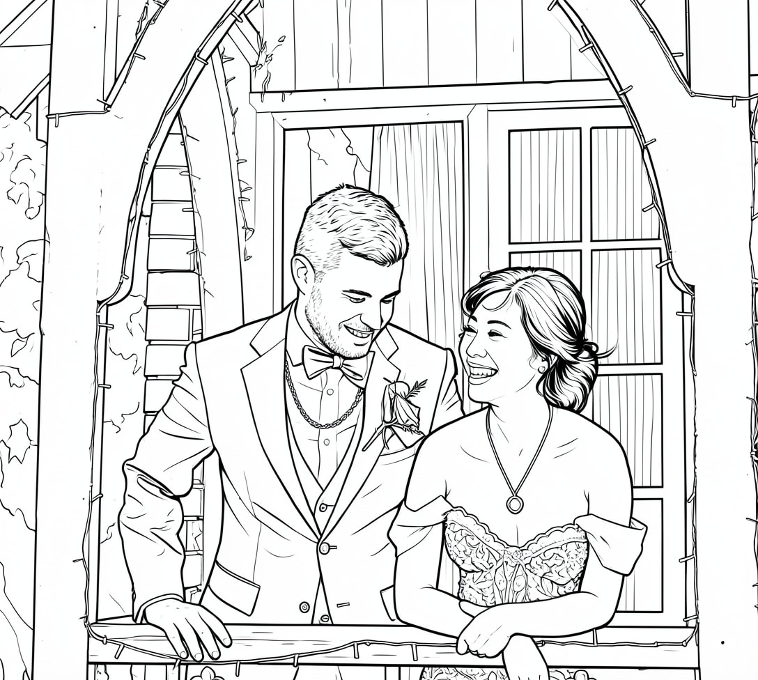 Example bespoke coloring page from custom coloring books created by EverFold