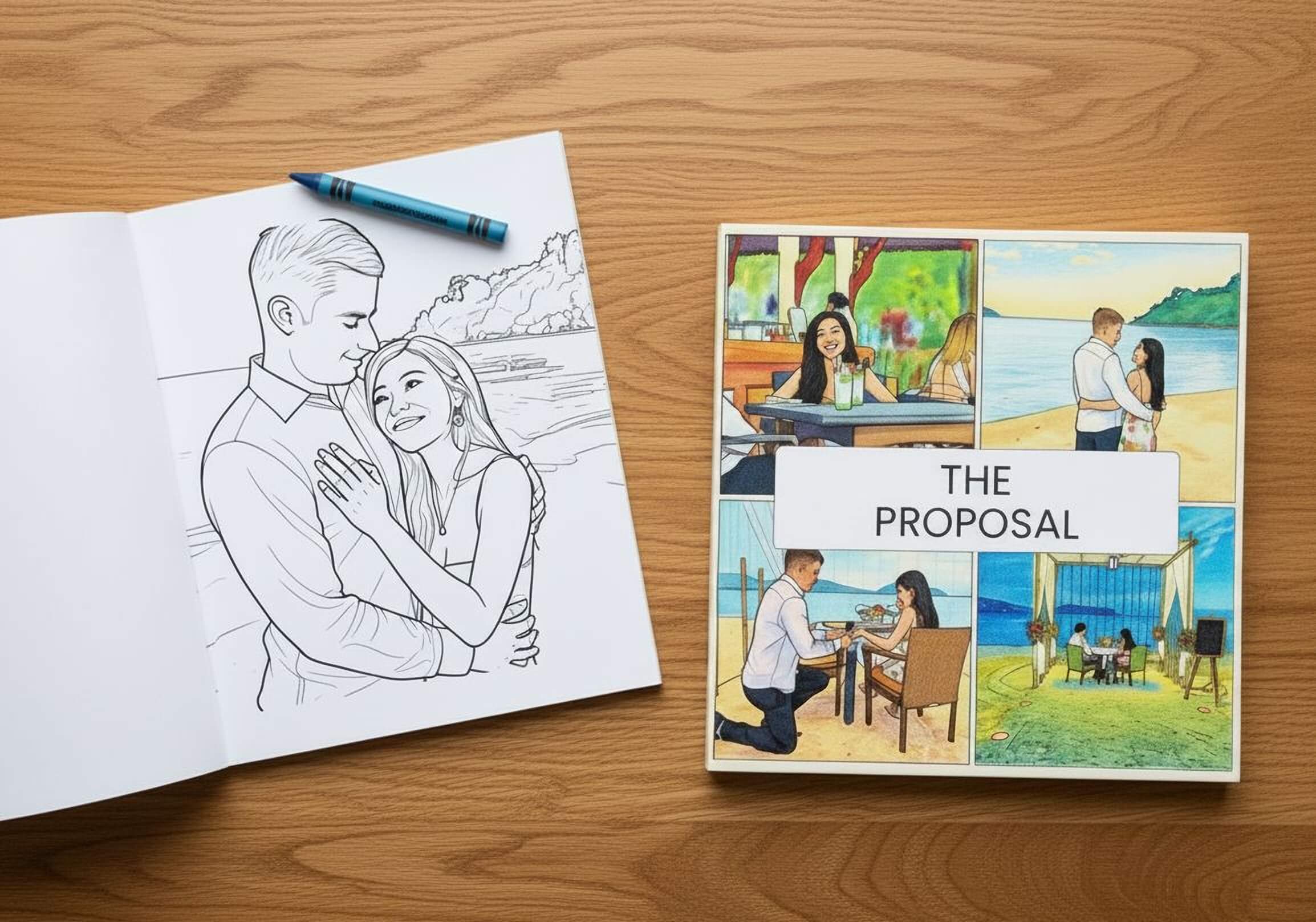 Custom photo colouring book with multiple pages